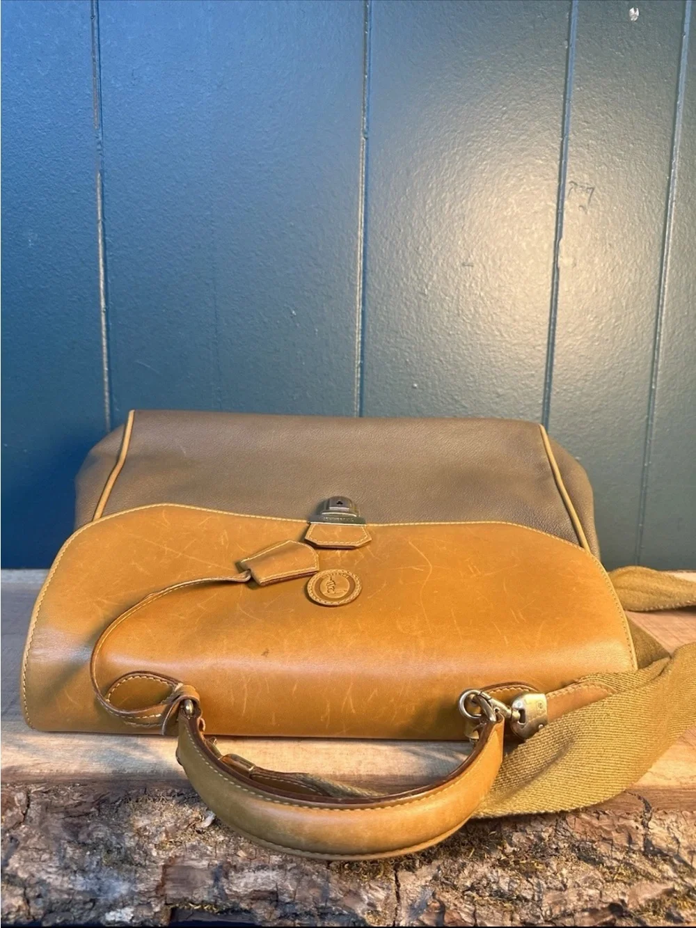 Vintage Trussardi Italy Leather Doctor Satchel Shoulder Bag Two Tone